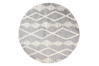 Vloerkleed Boho Rond Grijs Ruiten Hoogpolig