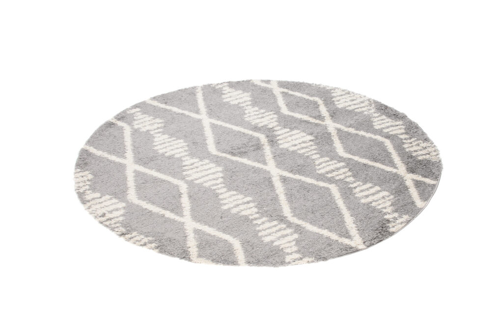 Vloerkleed Boho Rond Grijs Ruiten Hoogpolig
