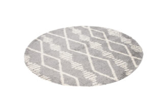 Vloerkleed Boho Rond Grijs Ruiten Hoogpolig
