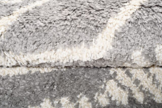 Vloerkleed Boho Rond Grijs Ruiten Hoogpolig