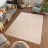 Vloerkleed Boho met Franjes Beige Hoogpolig