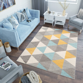 Vloerkleed Lazur Licht Grijs Veelkleurig Geometrisch Driehoeken