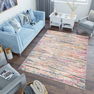 Vloerkleed Lazur Roze Veelkleurig Abstract Lijnen