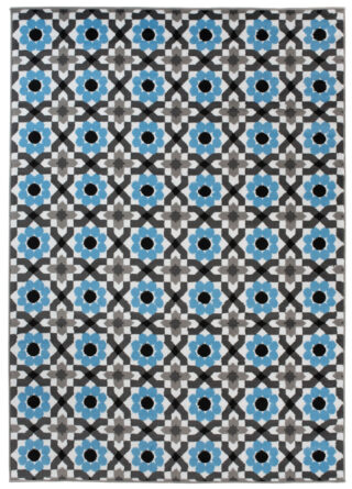 Vloerkleed Maya Grijs Blauw Gebloemd Mozaïek