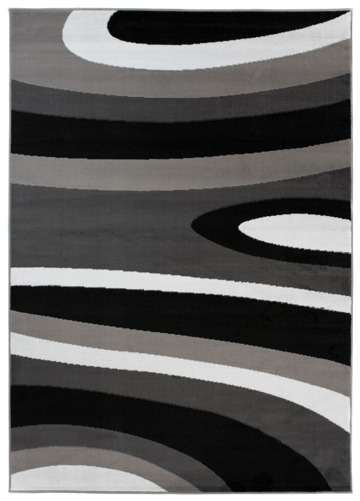 Vloerkleed Maya Grijs Zwart Abstract Golven