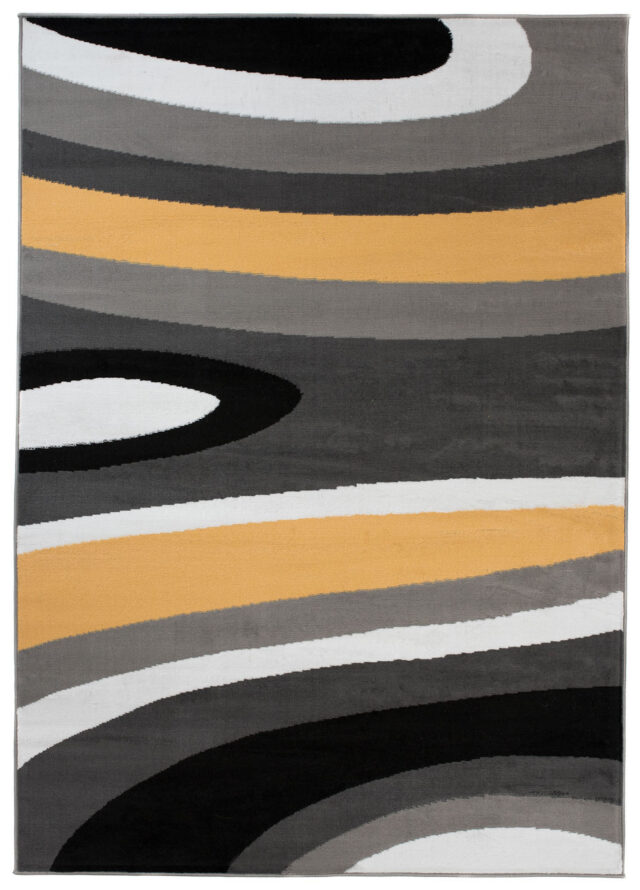 Vloerkleed Maya Grijs Geel Abstract Golven