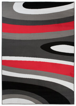 Vloerkleed Maya Grijs Rood Abstract Golven