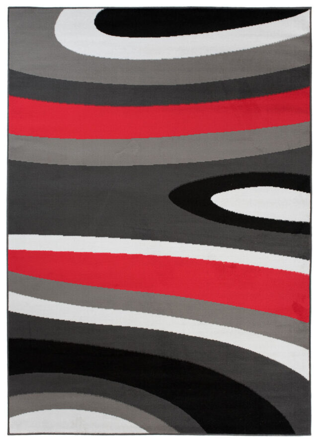 Vloerkleed Maya Grijs Rood Abstract Golven