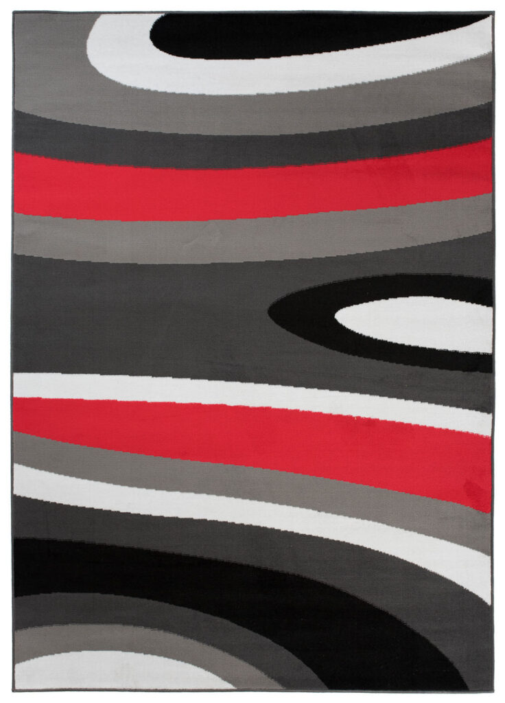 Vloerkleed Maya Grijs Rood Abstract Golven