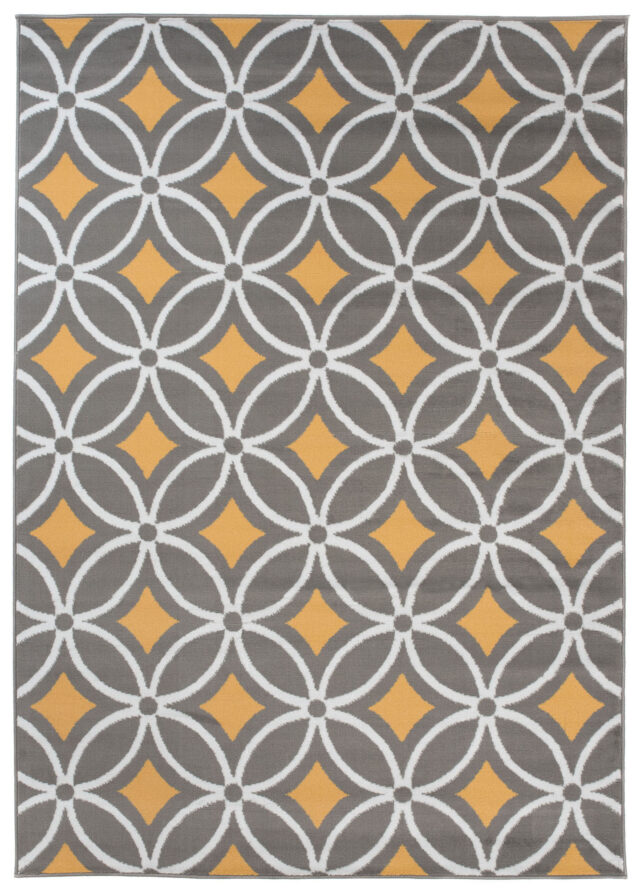 Vloerkleed Maya Grijs Geel Geometrisch Mozaïek