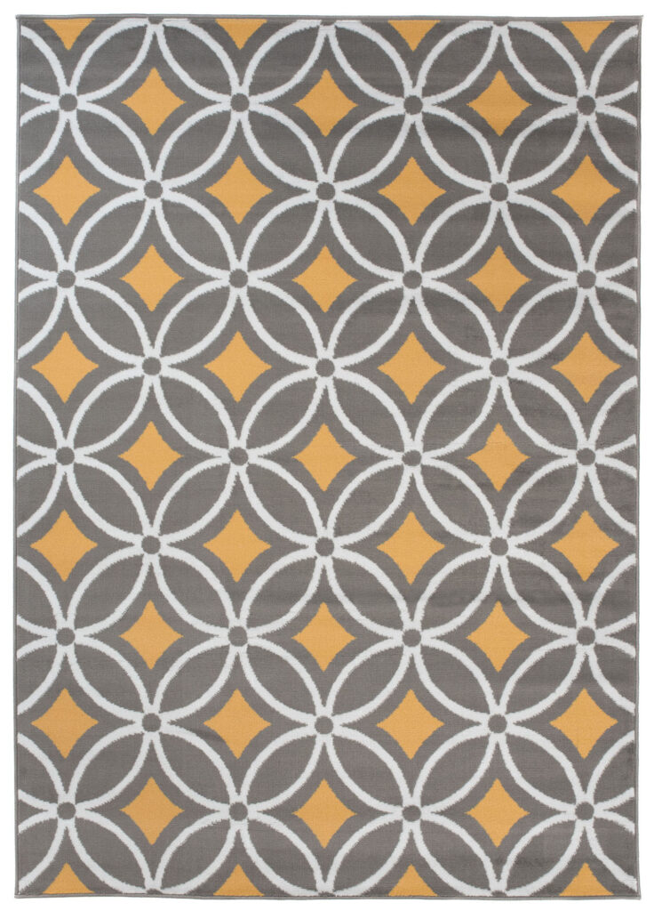 Vloerkleed Maya Grijs Geel Geometrisch Mozaïek
