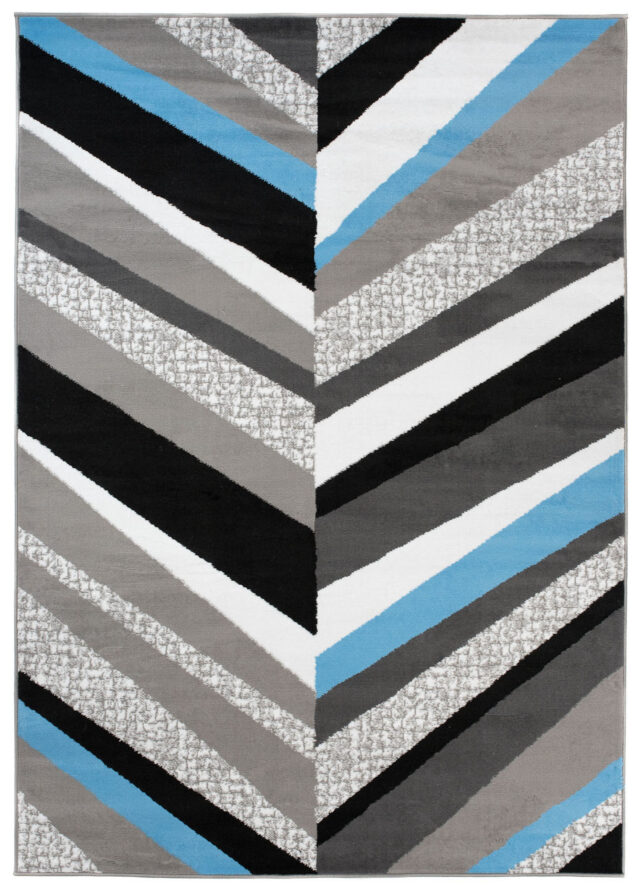 Vloerkleed Maya Grijs Blauw Geometrisch Lijnen