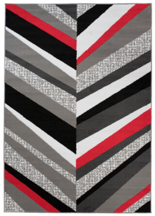 Vloerkleed Maya Grijs Rood Geometrisch Lijnen