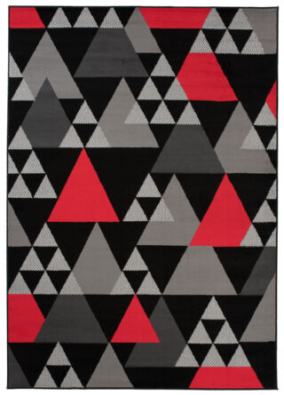 Vloerkleed Maya Grijs Rood Geometrisch Driehoek