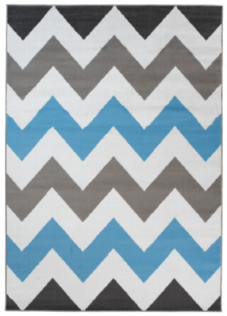 Vloerkleed Maya Grijs Blauw Geometrisch Zigzag