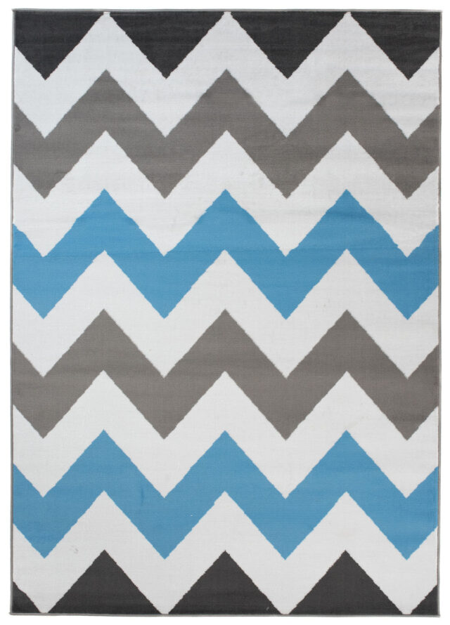 Vloerkleed Maya Grijs Blauw Geometrisch Zigzag
