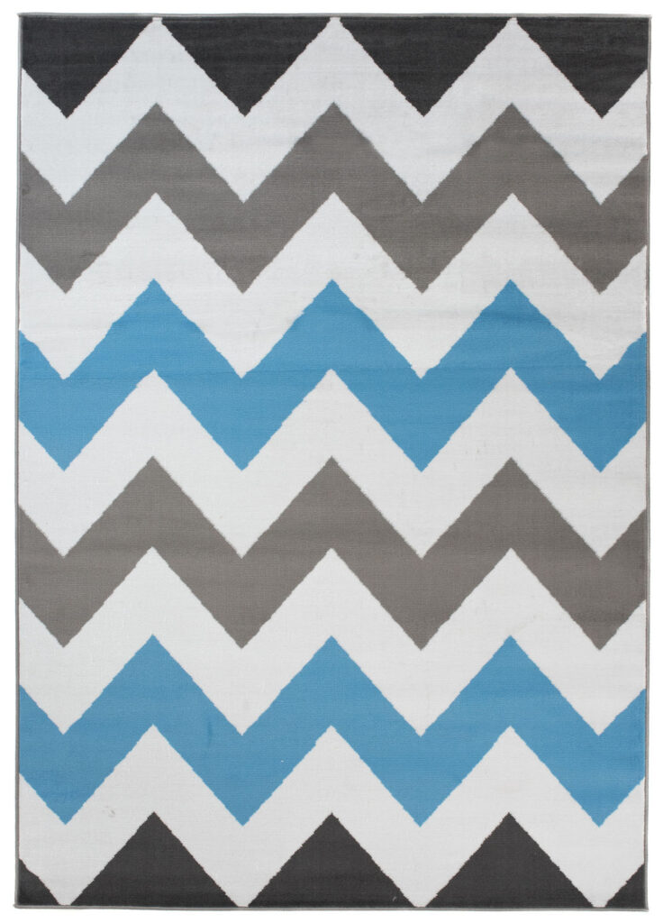 Vloerkleed Maya Grijs Blauw Geometrisch Zigzag