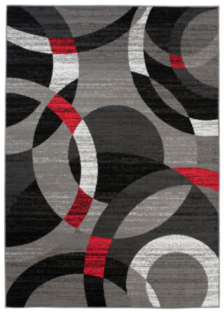 Vloerkleed Maya Grijs Rood Geometrisch