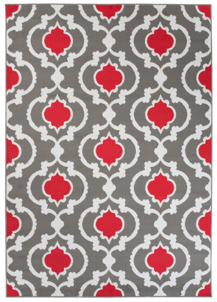 Vloerkleed Maya Grijs Rood Geometrisch Trellis