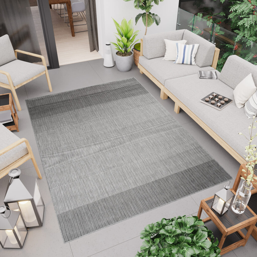 Vloerkleed Capri Grijs Lijnen Indoor Outdoor Sisal Modern
