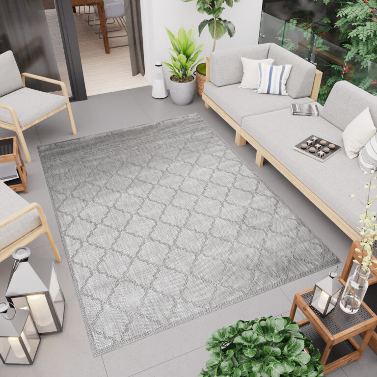 Vloerkleed Capri Grijs Licht Trellis Indoor Outdoor Sisal