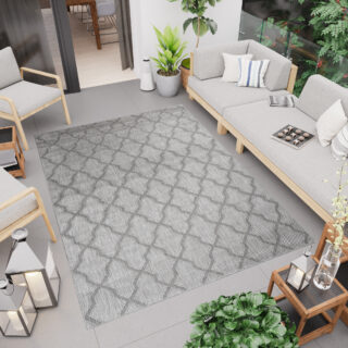 Vloerkleed Capri Grijs Trellis Indoor Outdoor Sisal Modern