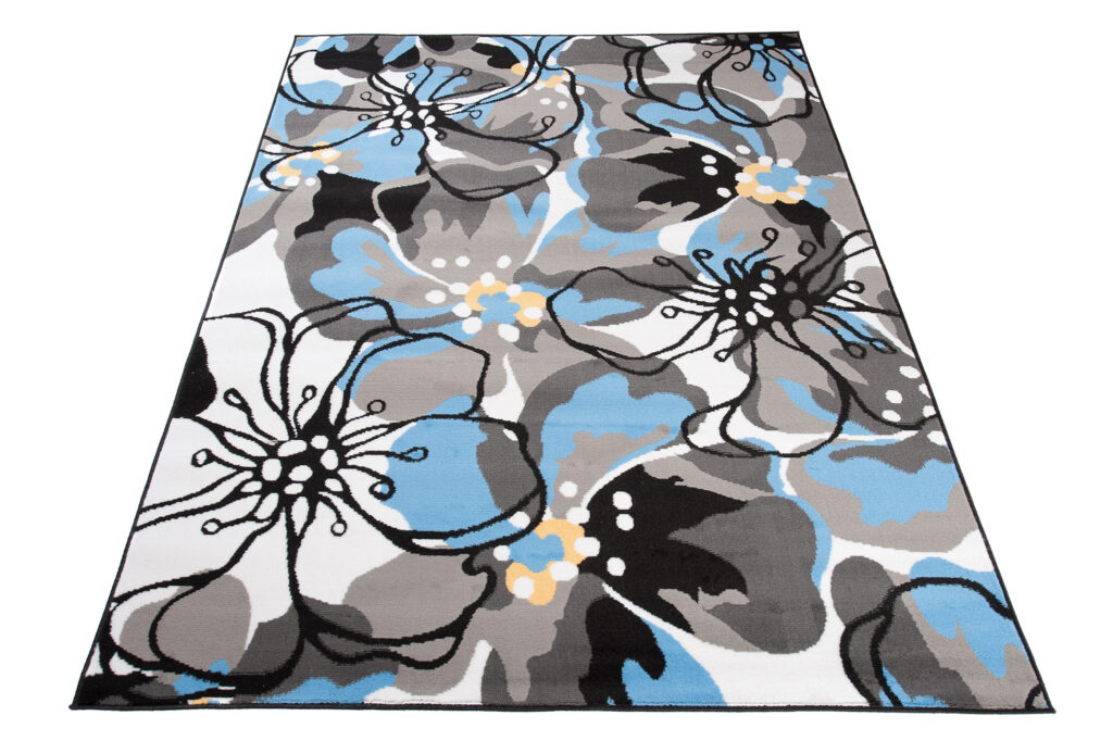 Vloerkleed Maya Grijs Blauw Gebloemd