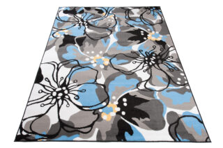 Vloerkleed Maya Grijs Blauw Gebloemd