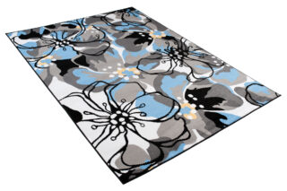 Vloerkleed Maya Grijs Blauw Gebloemd