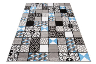 Vloerkleed Maya Grijs Blauw Vierkant Mozaïek