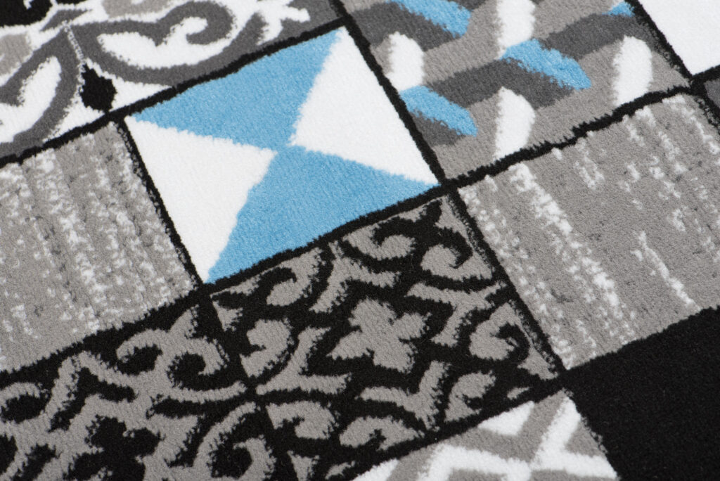 Vloerkleed Maya Grijs Blauw Vierkant Mozaïek