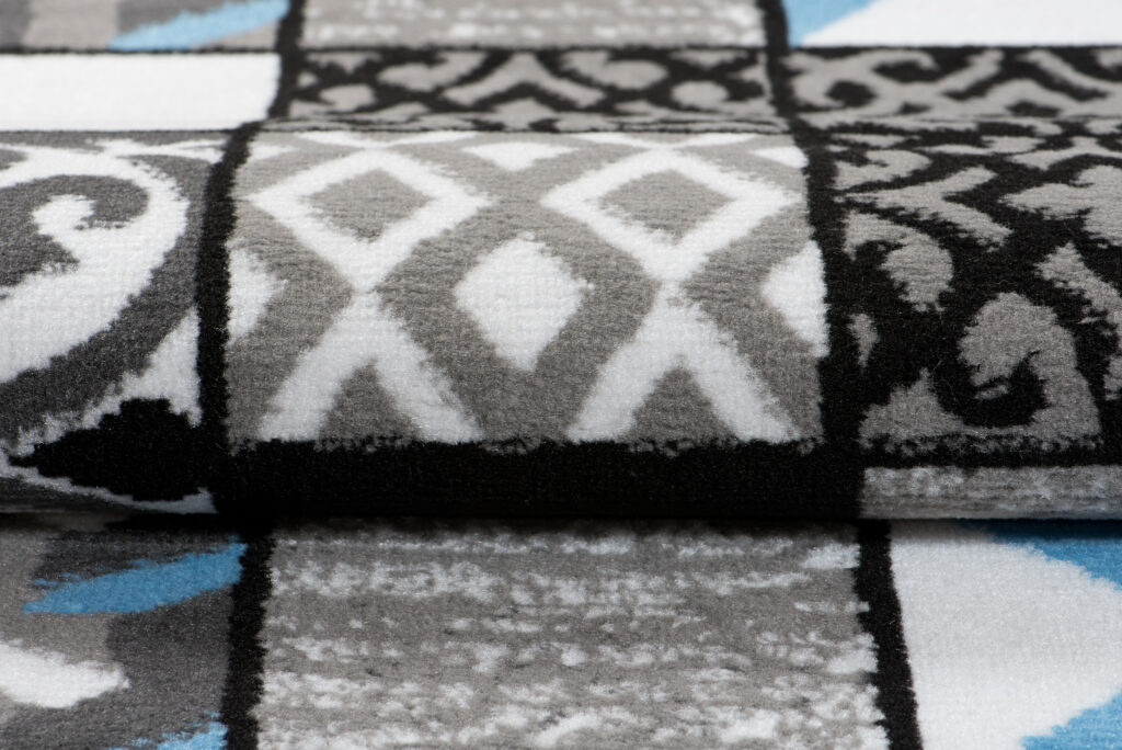 Vloerkleed Maya Grijs Blauw Vierkant Mozaïek