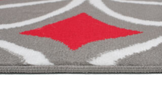 Vloerkleed Maya Grijs Rood Geometrisch Mozaïek