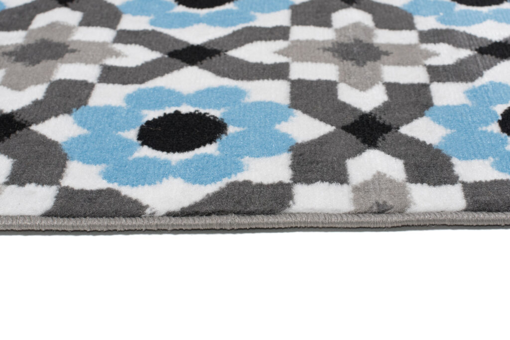 Vloerkleed Maya Grijs Blauw Gebloemd Mozaïek