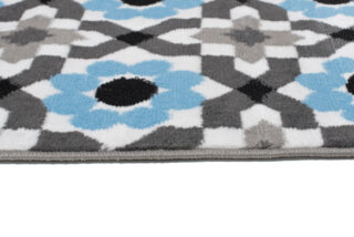 Vloerkleed Maya Grijs Blauw Gebloemd Mozaïek