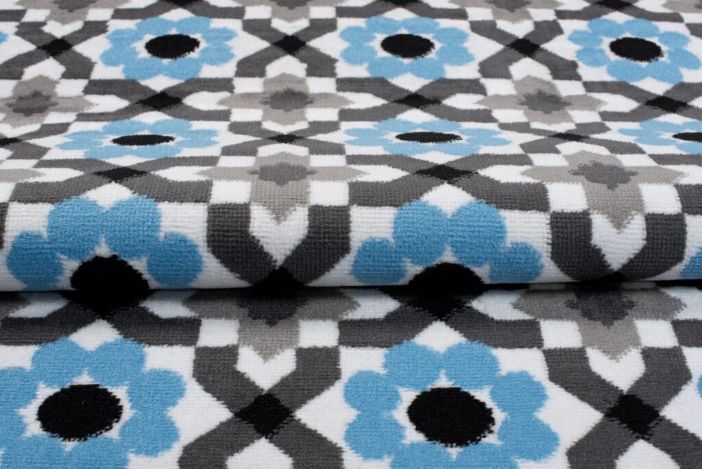 Vloerkleed Maya Grijs Blauw Gebloemd Mozaïek
