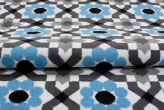 Vloerkleed Maya Grijs Blauw Gebloemd Mozaïek