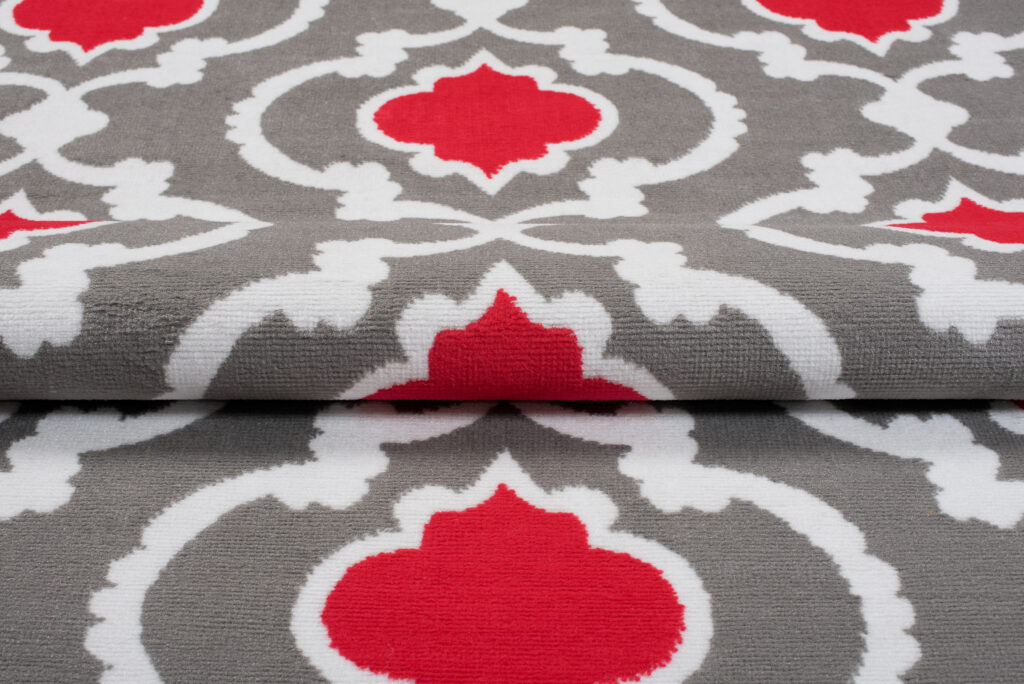 Vloerkleed Maya Grijs Rood Geometrisch Trellis