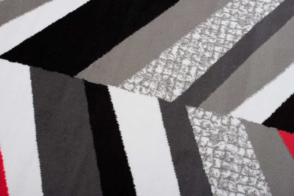 Vloerkleed Maya Grijs Rood Geometrisch Lijnen