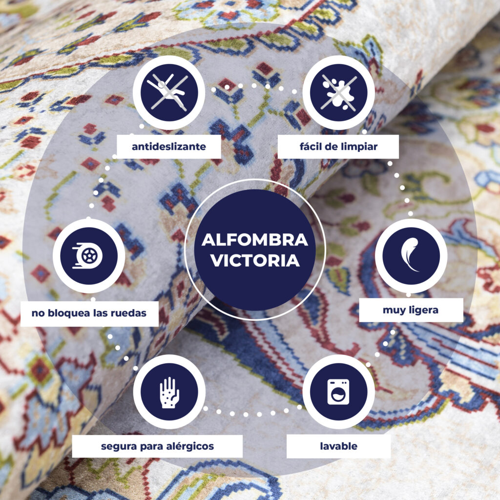 Vloerkleed Victoria Crème Marineblauw Traditioneel