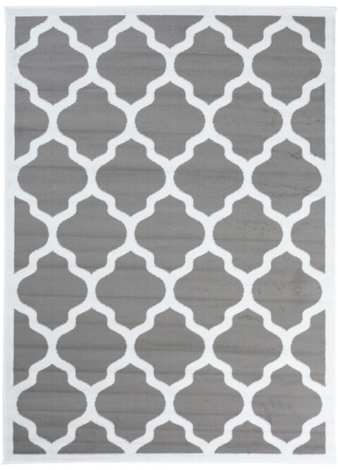 Vloerkleed Luxury Grijs Wit Geometrisch Trellis Frame