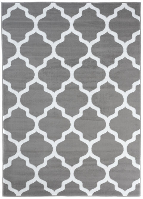 Vloerkleed Luxury Licht Grijs Wit Geometrisch Trellis