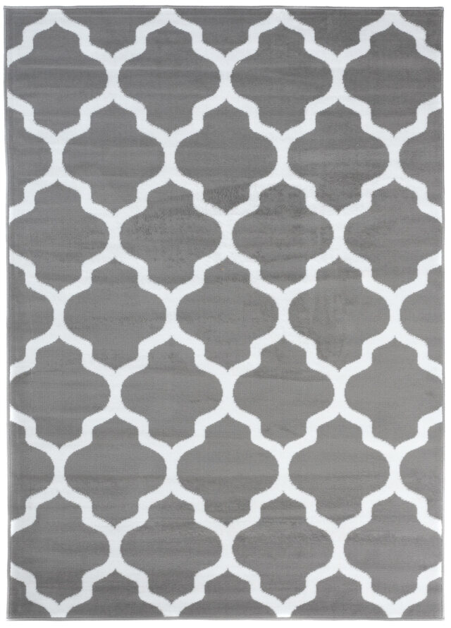 Vloerkleed Luxury Licht Grijs Wit Geometrisch Trellis
