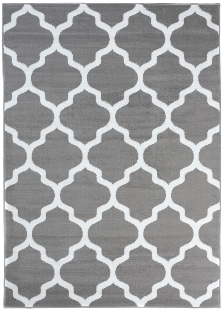 Vloerkleed Luxury Licht Grijs Wit Geometrisch Trellis