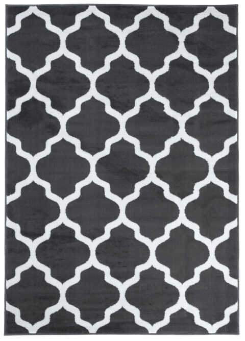 Vloerkleed Luxury Donker Grijs Wit Geometrisch Trellis
