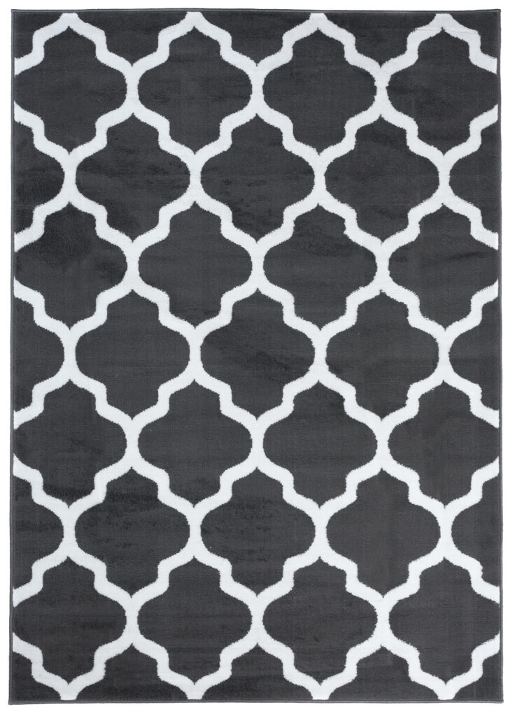 Vloerkleed Luxury Donker Grijs Wit Geometrisch Trellis