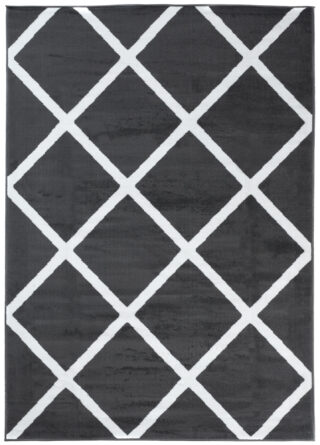 Vloerkleed Luxury Donker Grijs Wit Geometrisch Geruit