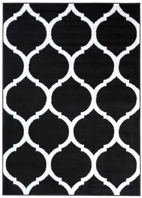 Vloerkleed Luxury Zwart Wit Marokkaanse Trellis