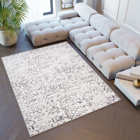 Vloerkleed Sky Grijs Vintage Gebloemd Ornamenten