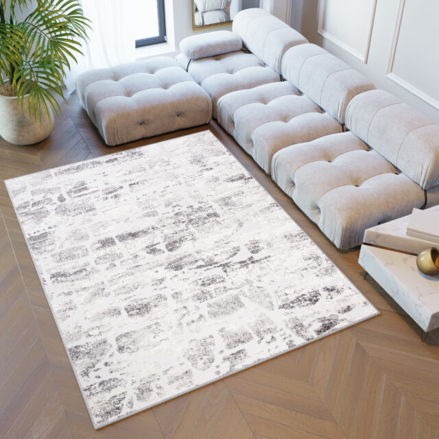Vloerkleed Sky Grijs Beige Abstract Gewreven